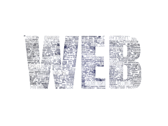 palabra web hecha con palabras relacionadas con diseño web.